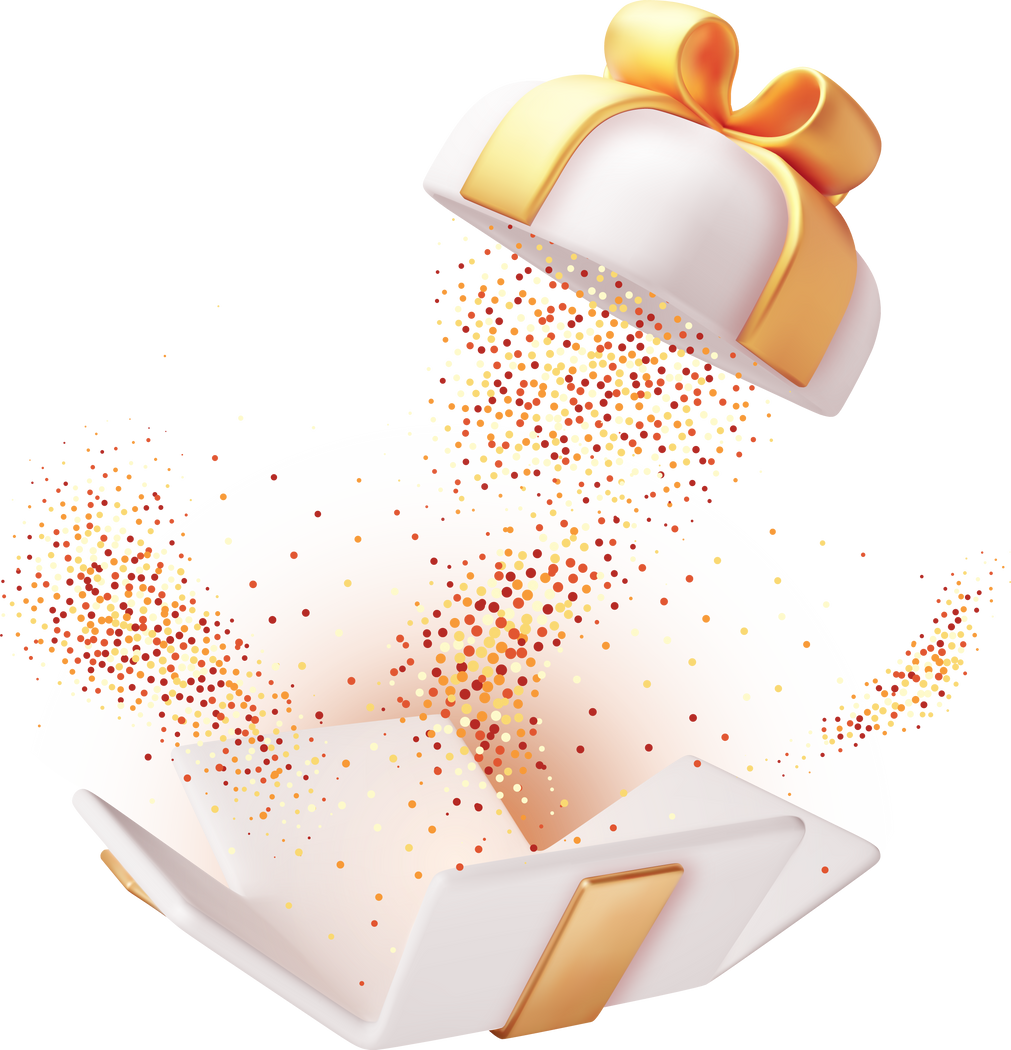 3D Gift Box With Falling Confetti.