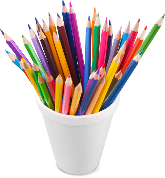 Colored Pencils in Cup on White Background