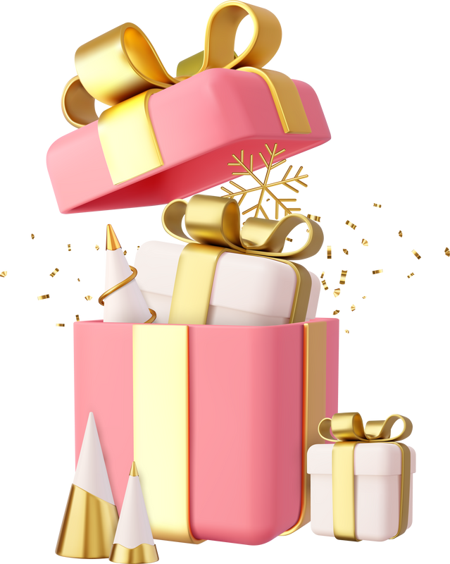 3d gifts boxes. Open gift box.